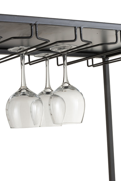 Cabinet For Wine Bottles+Glasses Metal/Wood Natural