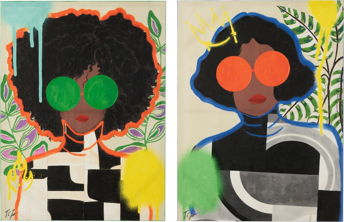 Wanddeko-Set „Pop Art“ für Frauen auf Leinwand, große Auswahl (2 Stück)