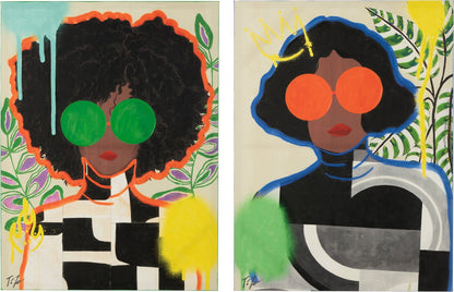 Wanddeko-Set „Pop Art“ für Frauen auf Leinwand, große Auswahl (2 Stück)