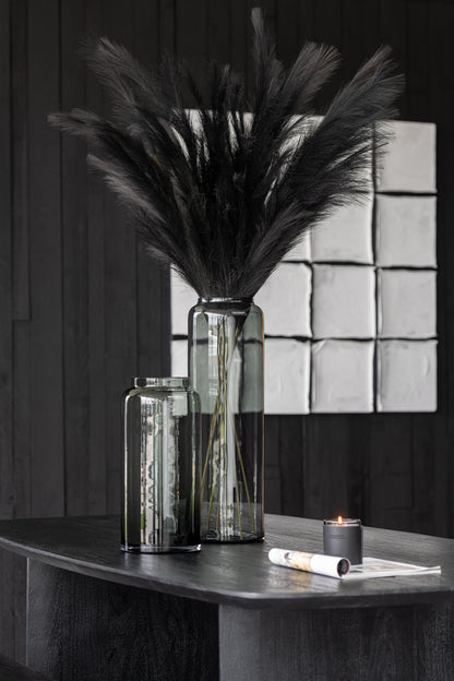Vase Right Long Glass Grey Small