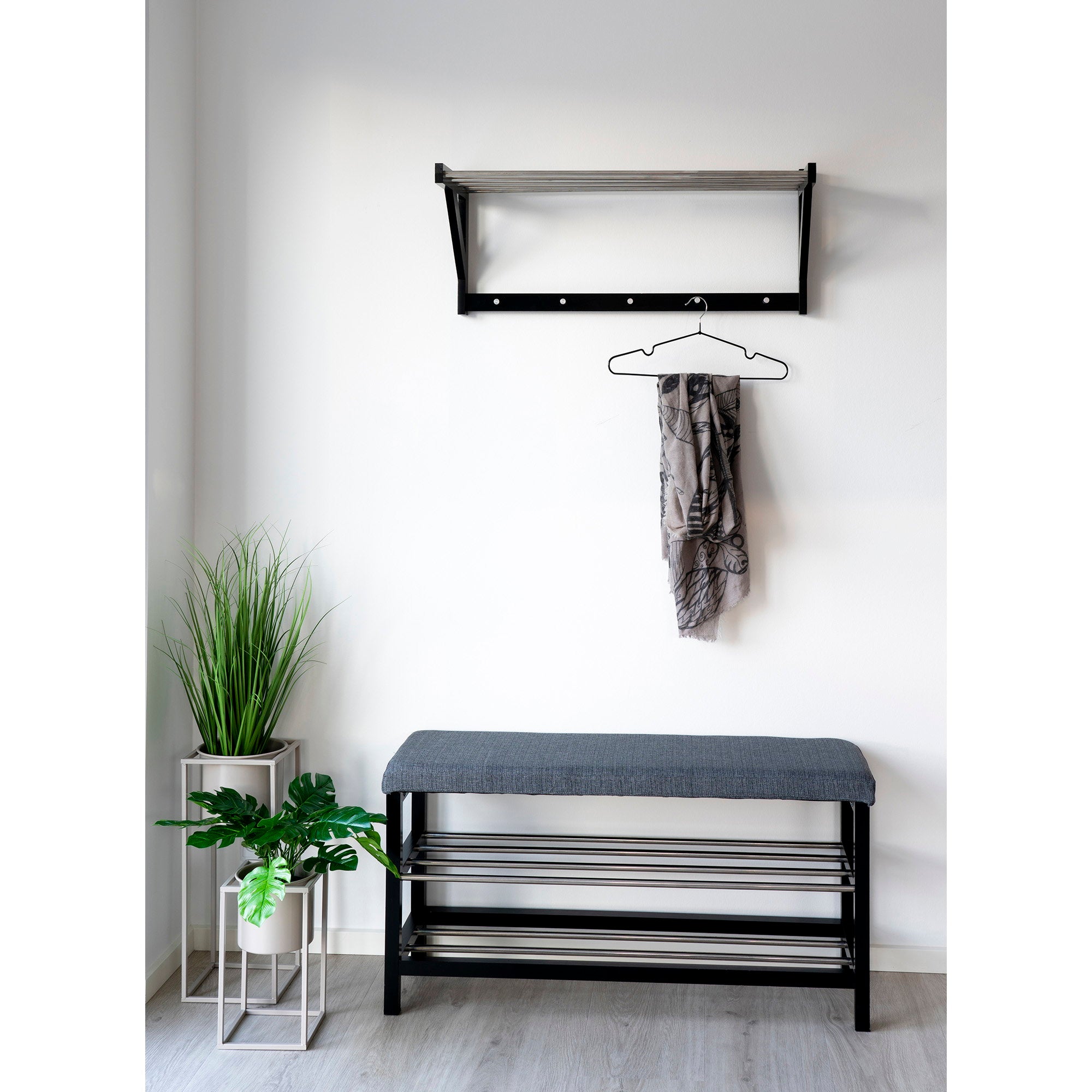 Padova zitbank – polyester/staal, grijs, 100×34×50 cm
