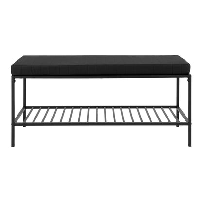Vita bank met kussen en schap – zwart met zwarte poten, 100x36x48,5 cm