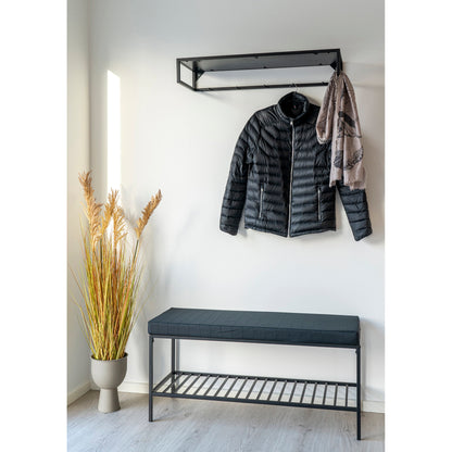 Vita bank met kussen en schap – zwart met zwarte poten, 100x36x48,5 cm