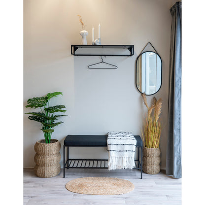 Vita bank met kussen en schap – zwart met zwarte poten, 100x36x48,5 cm