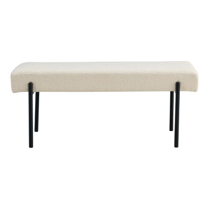 Swindon Sitzbank – Bouclé, weiß, schwarze Beine, 100x36x42,5 cm, HN1232