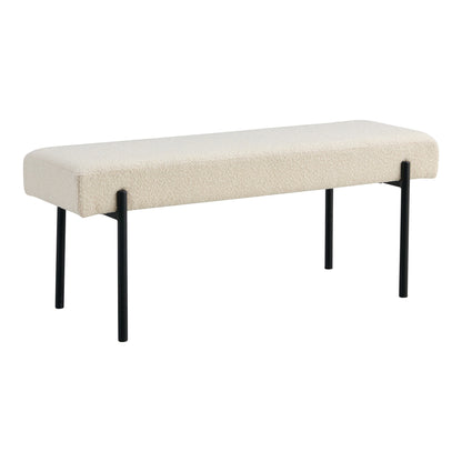 Swindon Sitzbank – Bouclé, weiß, schwarze Beine, 100x36x42,5 cm, HN1232