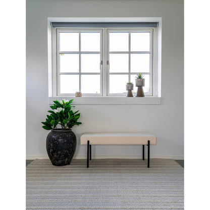 Swindon Sitzbank – Bouclé, weiß, schwarze Beine, 100x36x42,5 cm, HN1232