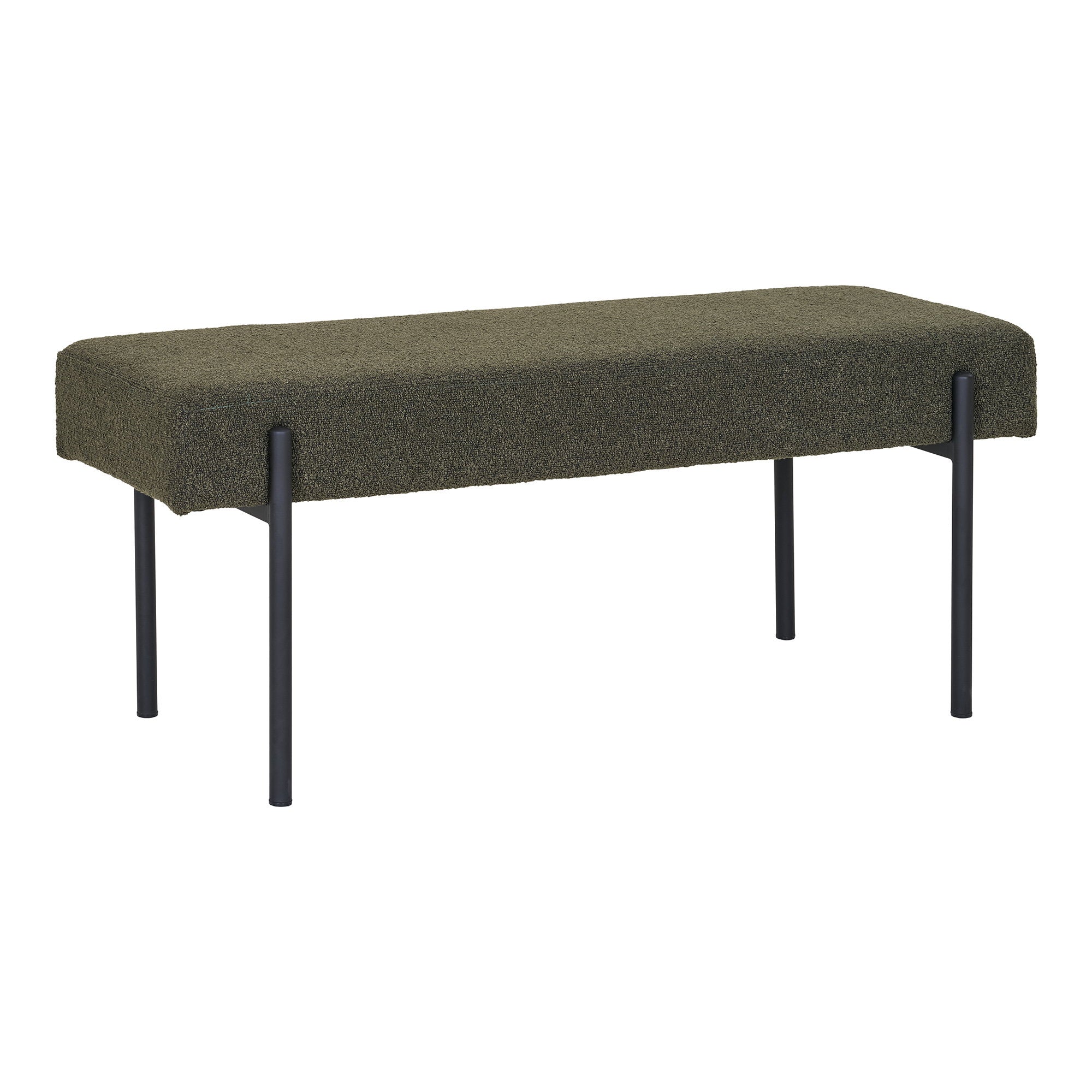 Swindon bank – bouclé, donkergroen, zwarte poten, 100x36x42,5 cm, HN1241