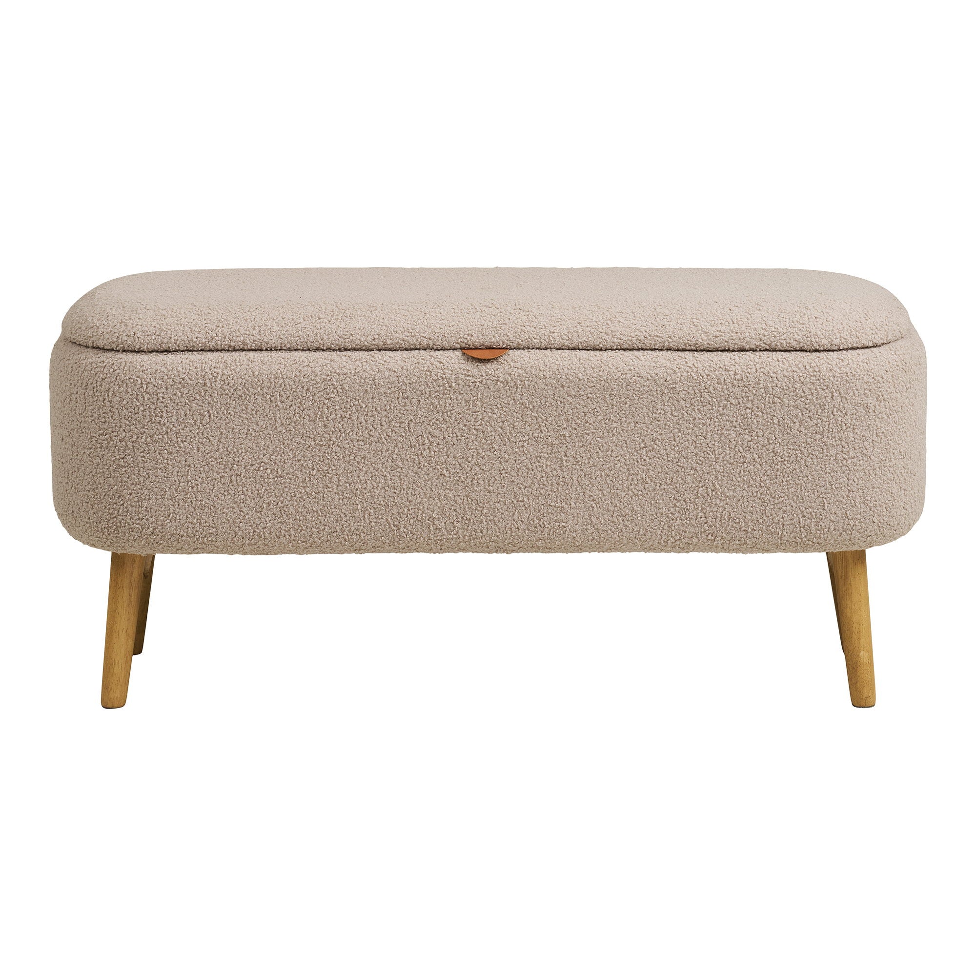 Harlow Bank - Bank mit Stauraum, Bouclé, beige 95x37x45 cm, HN1063