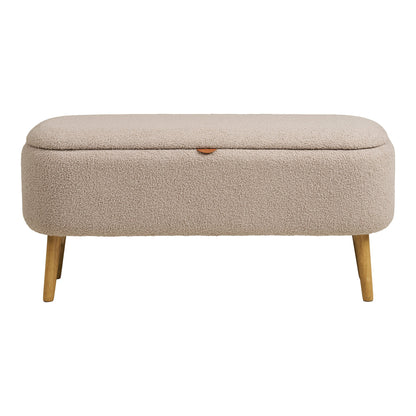 Harlow Bank - Bank mit Stauraum, Bouclé, beige 95x37x45 cm, HN1063