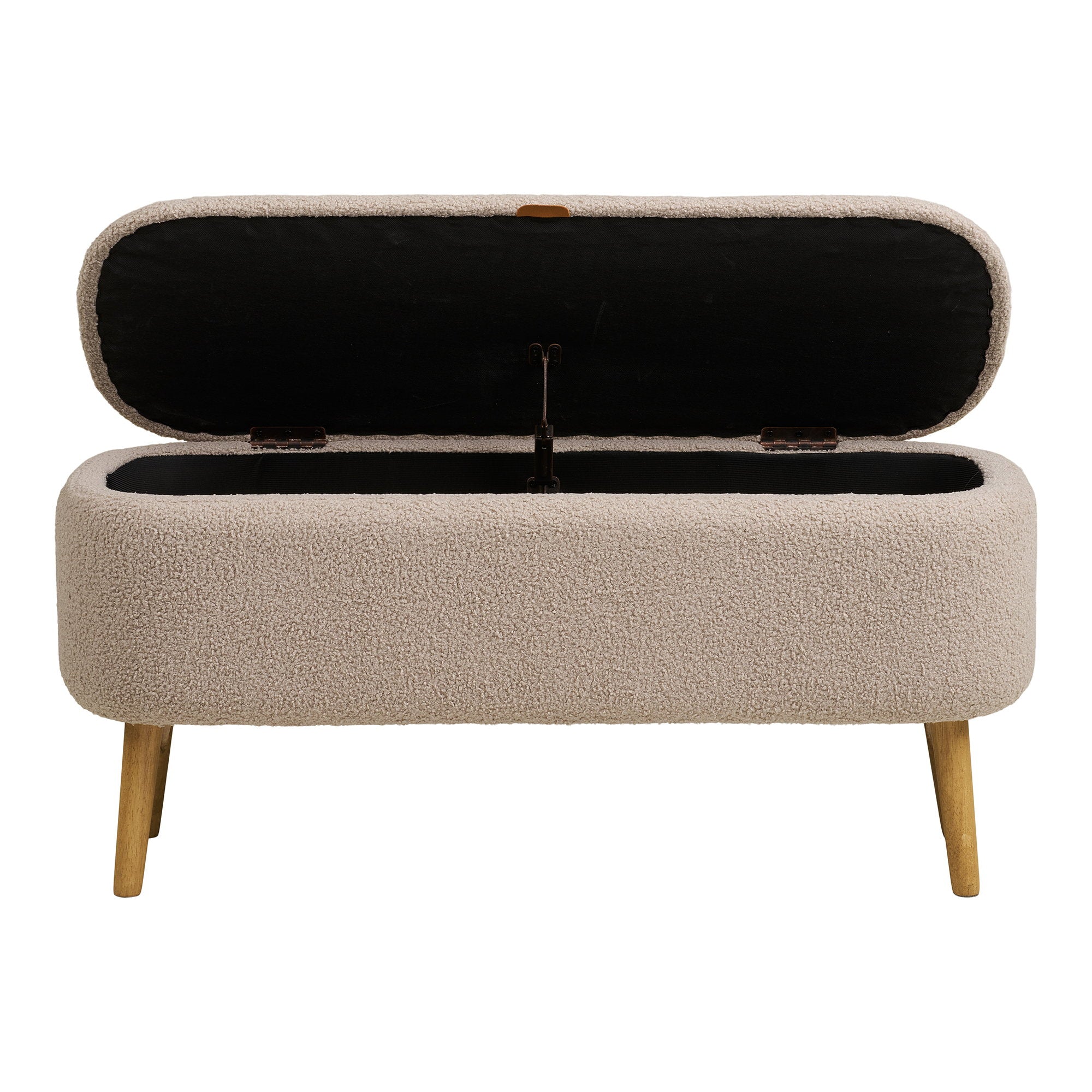Harlow Bank - Bank mit Stauraum, Bouclé, beige 95x37x45 cm, HN1063