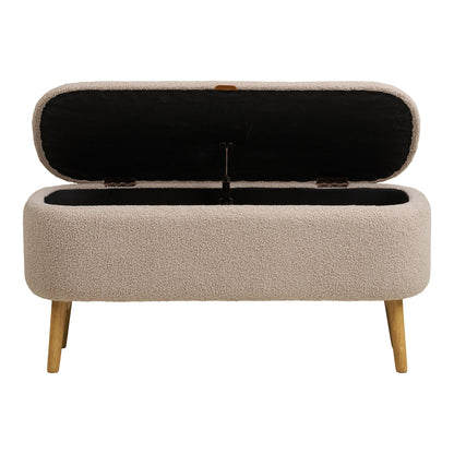 Harlow Bank - Bank mit Stauraum, Bouclé, beige 95x37x45 cm, HN1063