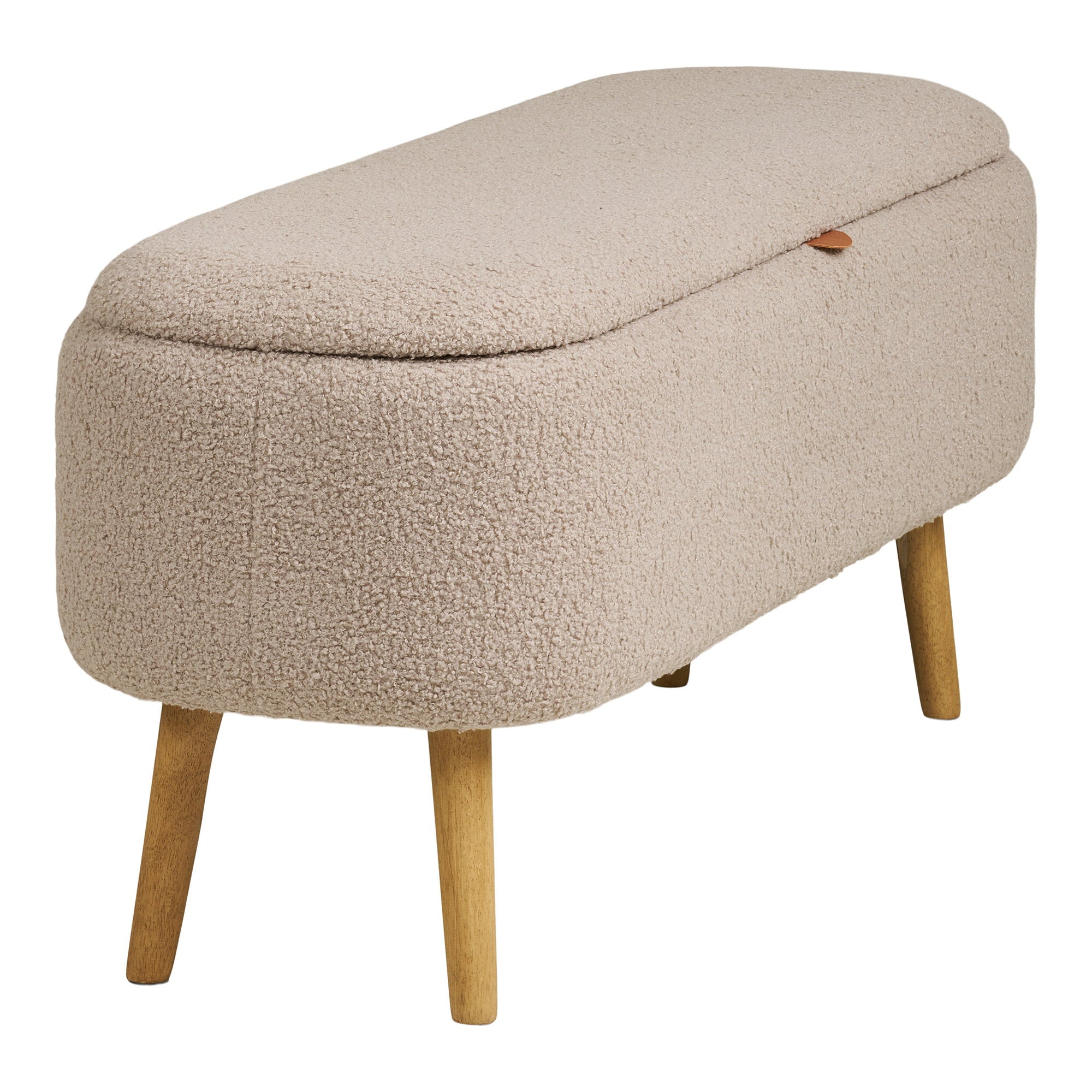 Harlow Bank - Bank mit Stauraum, Bouclé, beige 95x37x45 cm, HN1063