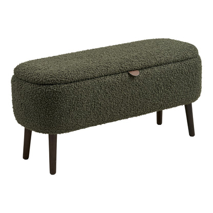 Zitbankje Harlow – teddystof, groen, 95x37x45 cm
