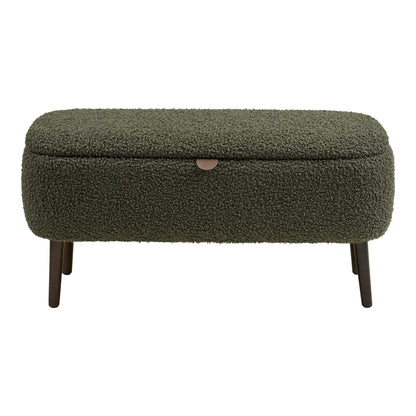 Zitbankje Harlow – teddystof, groen, 95x37x45 cm