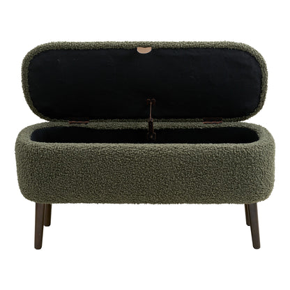 Zitbankje Harlow – teddystof, groen, 95x37x45 cm