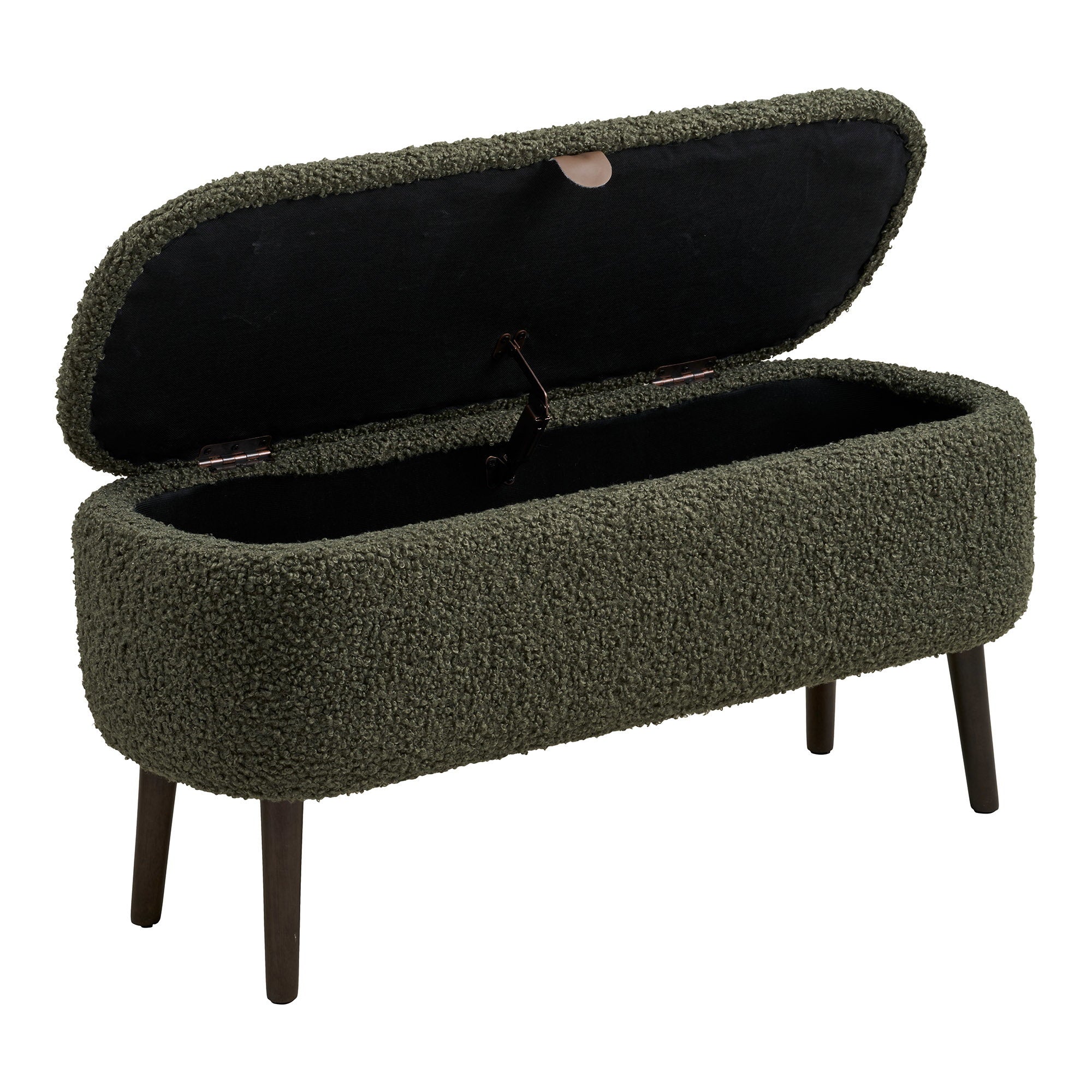 Zitbankje Harlow – teddystof, groen, 95x37x45 cm
