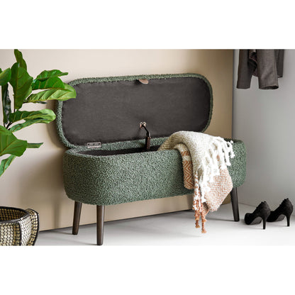 Zitbankje Harlow – teddystof, groen, 95x37x45 cm