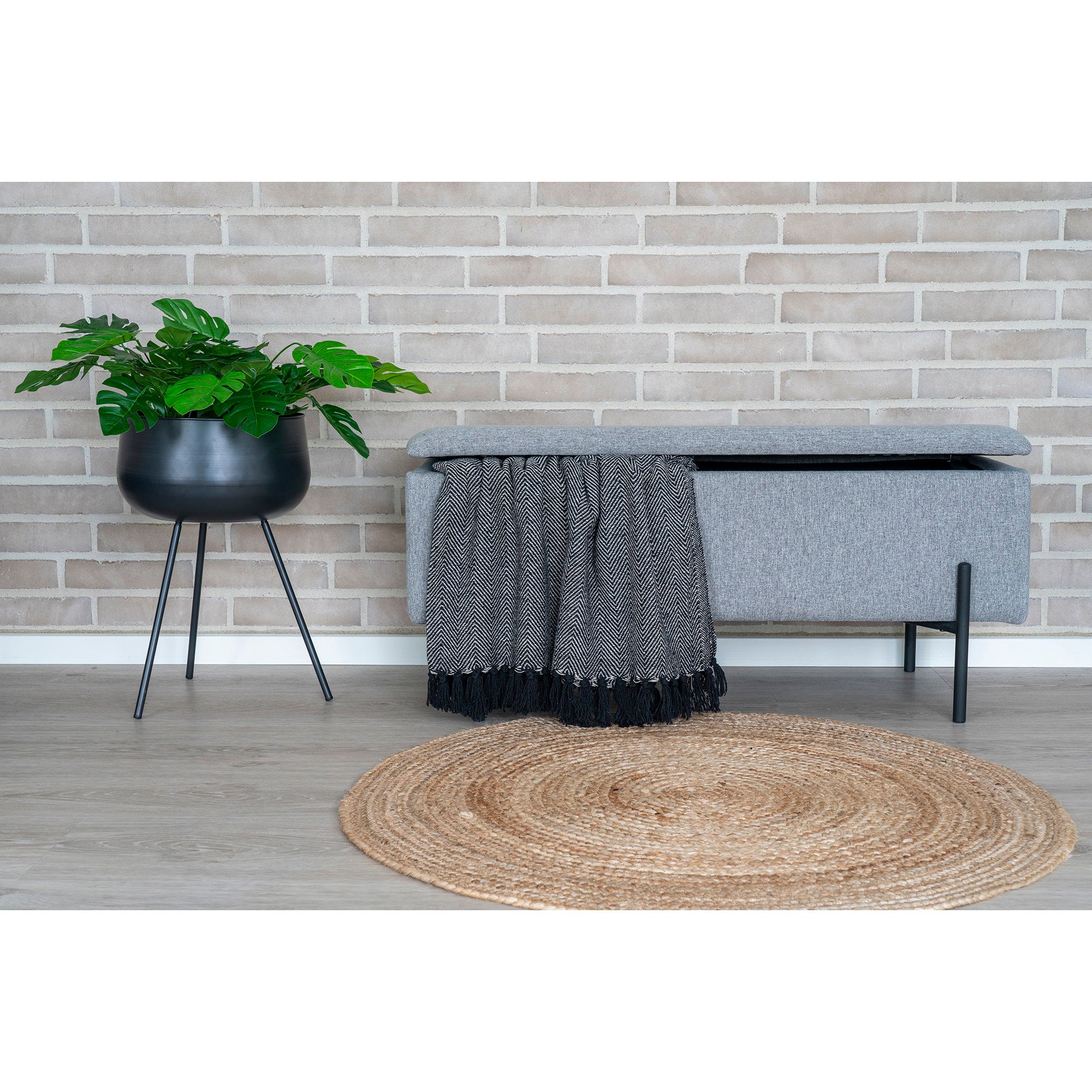 Watford Bank mit Stauraum – Hellgrau, 95x36,5x43 cm, HN1275