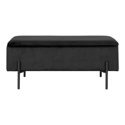 Watford Sitzbank - Sitzbank mit Stauraum, Samt, schwarz 95x36,5x43 cm, HN1207