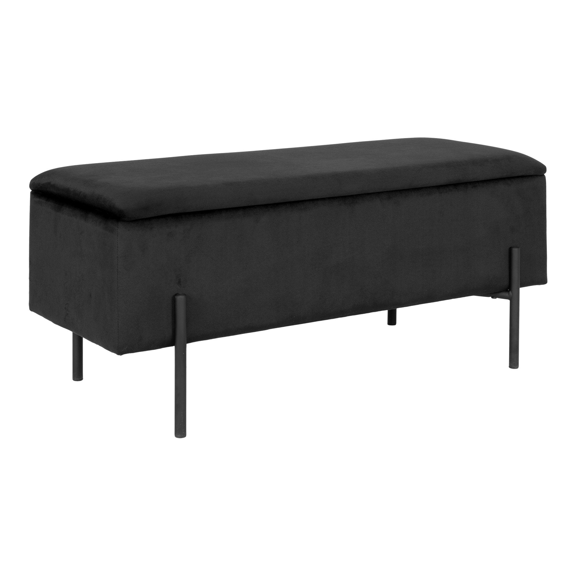 Watford Sitzbank - Sitzbank mit Stauraum, Samt, schwarz 95x36,5x43 cm, HN1207