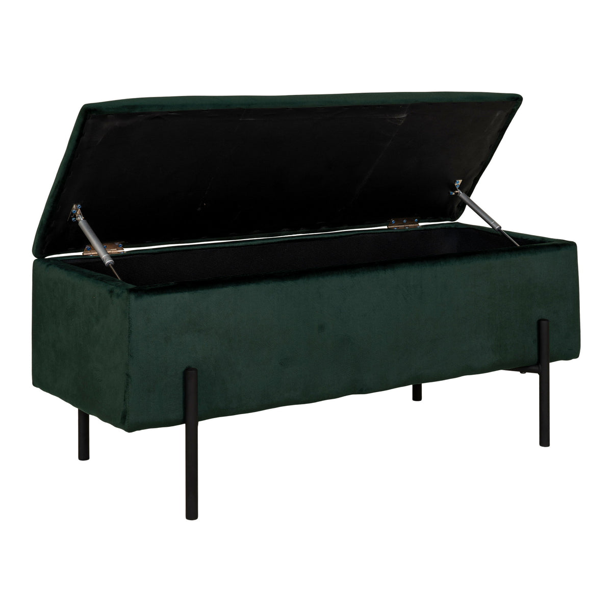 Zitbank Watford met opbergruimte – velours, groen, 95x36,5x43 cm