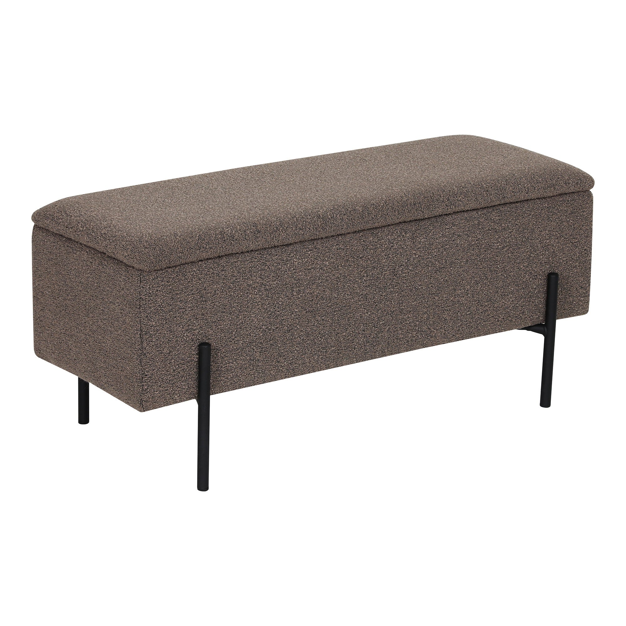 Watford Bench - Bench with storage, bouclé, brown 95x36,5x43 cm, HN1061