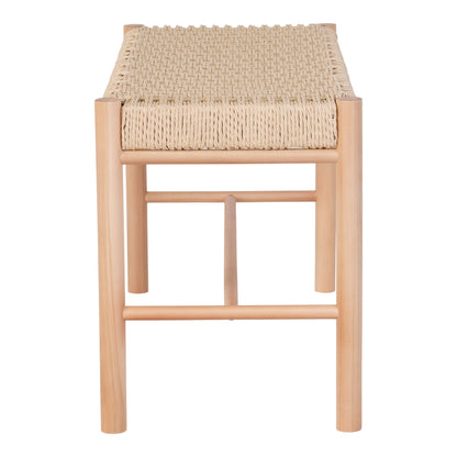 Zitbank Abano – populierenhout met vlechtwerk, naturel, 80x35x45 cm