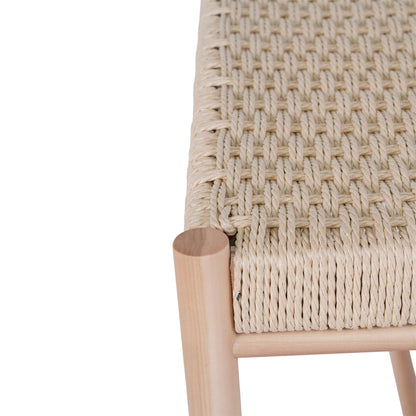 Zitbank Abano – populierenhout met vlechtwerk, naturel, 80x35x45 cm
