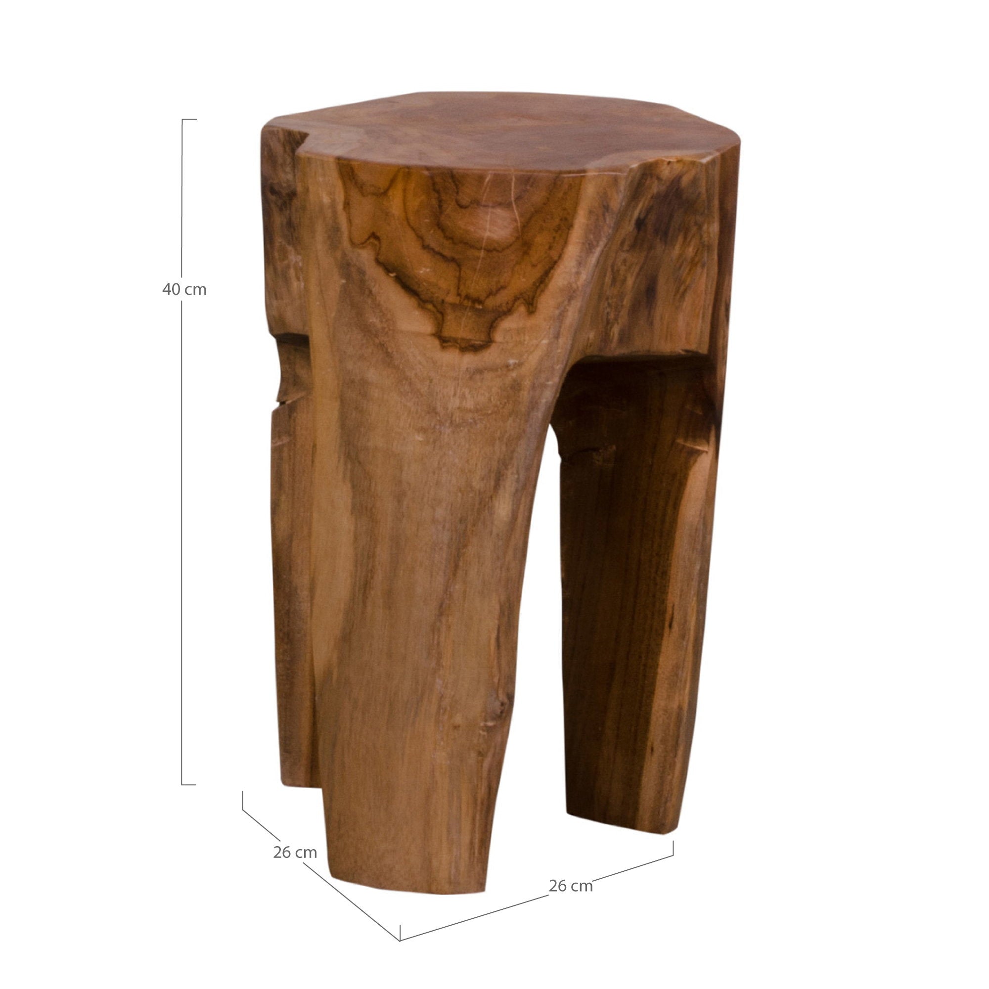 Rose Hocker - Hocker, Teak, Natur, 3 Beine ø26x40 cm