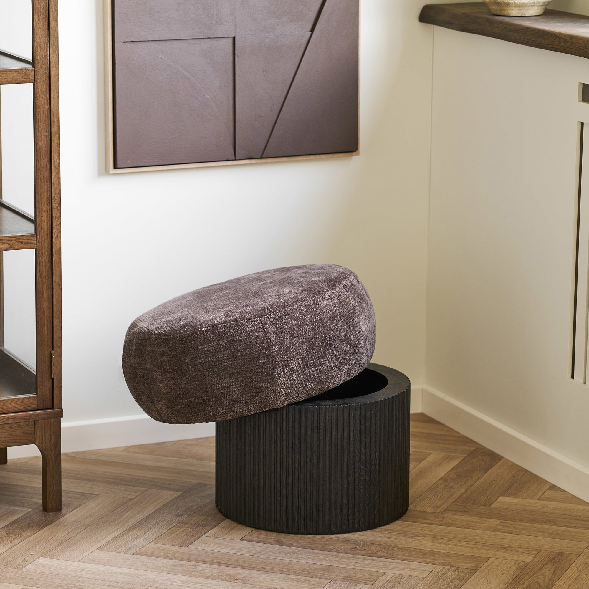Christchurch Pouf - Pouf, Chenillebezug, dunkelbraun ø52x42 cm, HN1324