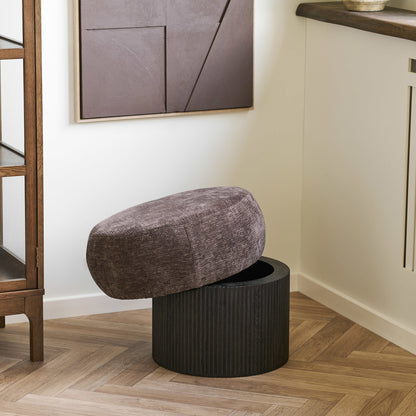 Christchurch Pouf - Pouf, Chenillebezug, dunkelbraun ø52x42 cm, HN1324