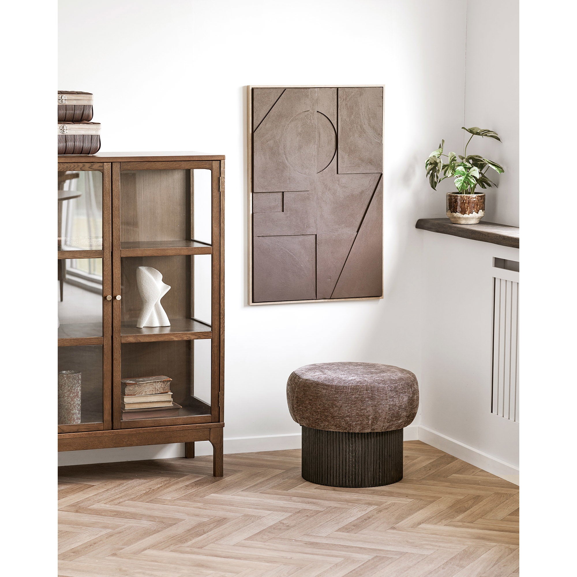 Christchurch Pouf - Pouf, Chenillebezug, dunkelbraun ø52x42 cm, HN1324