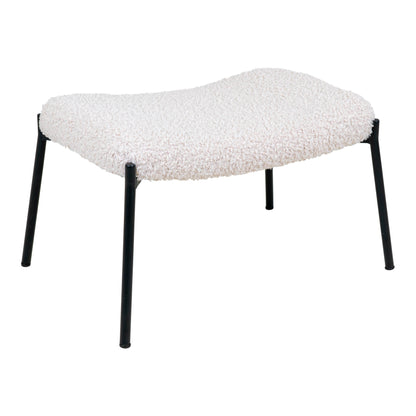 Glasgow Footrest - Footrest, artificial lambskin, white, black legs HN1090