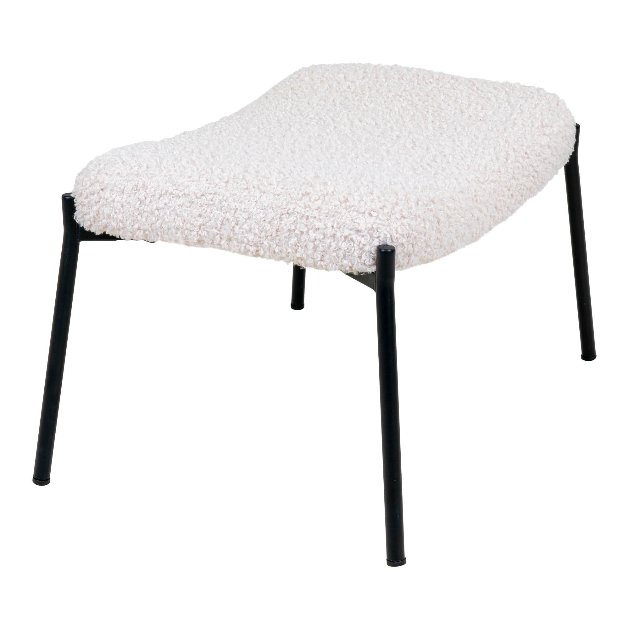 Glasgow Footrest - Footrest, artificial lambskin, white, black legs HN1090