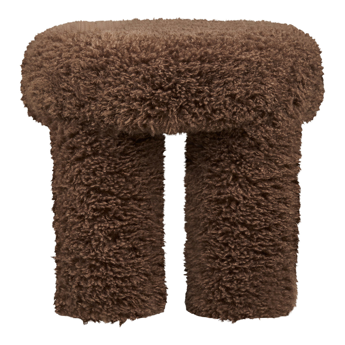 Poef Gisborne – polyester met schuim, bruin, ø42x38 cm