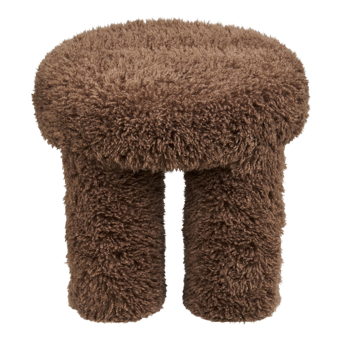 Poef Gisborne – polyester met schuim, bruin, ø42x38 cm