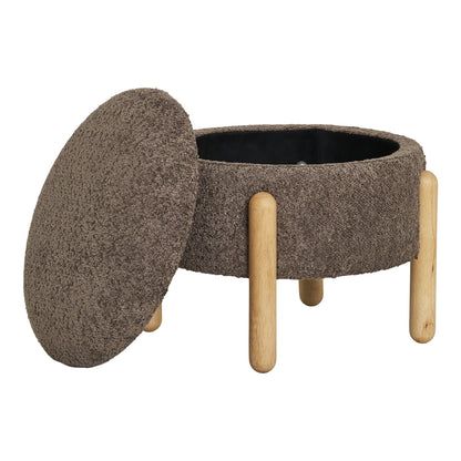 Medas Pouf - Pouf mit Stauraum, braun/natur ø45x36 cm, HN1237