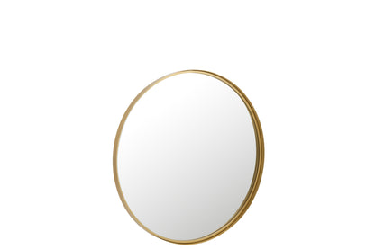 Mirror Round High Border Metal/Glass Gold Medium