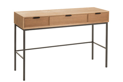 Konsola 3 szuflady drewno/metal naturalna