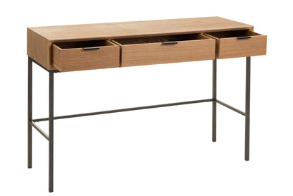 Konsola 3 szuflady drewno/metal naturalna