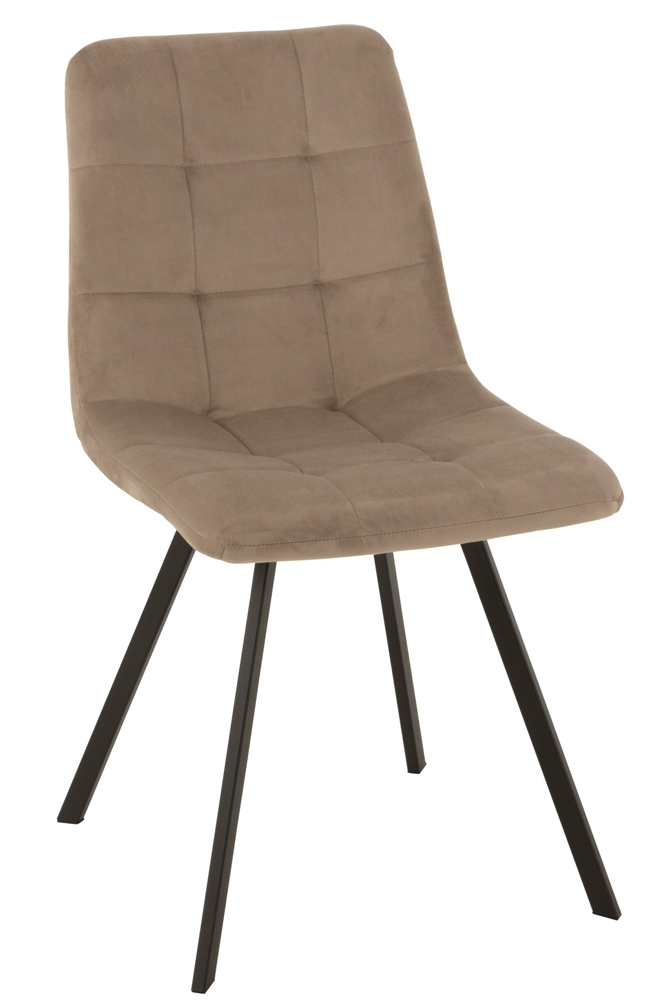 Eetkamerstoel Morgan – stof en metaal, beige, 55x47x82 cm