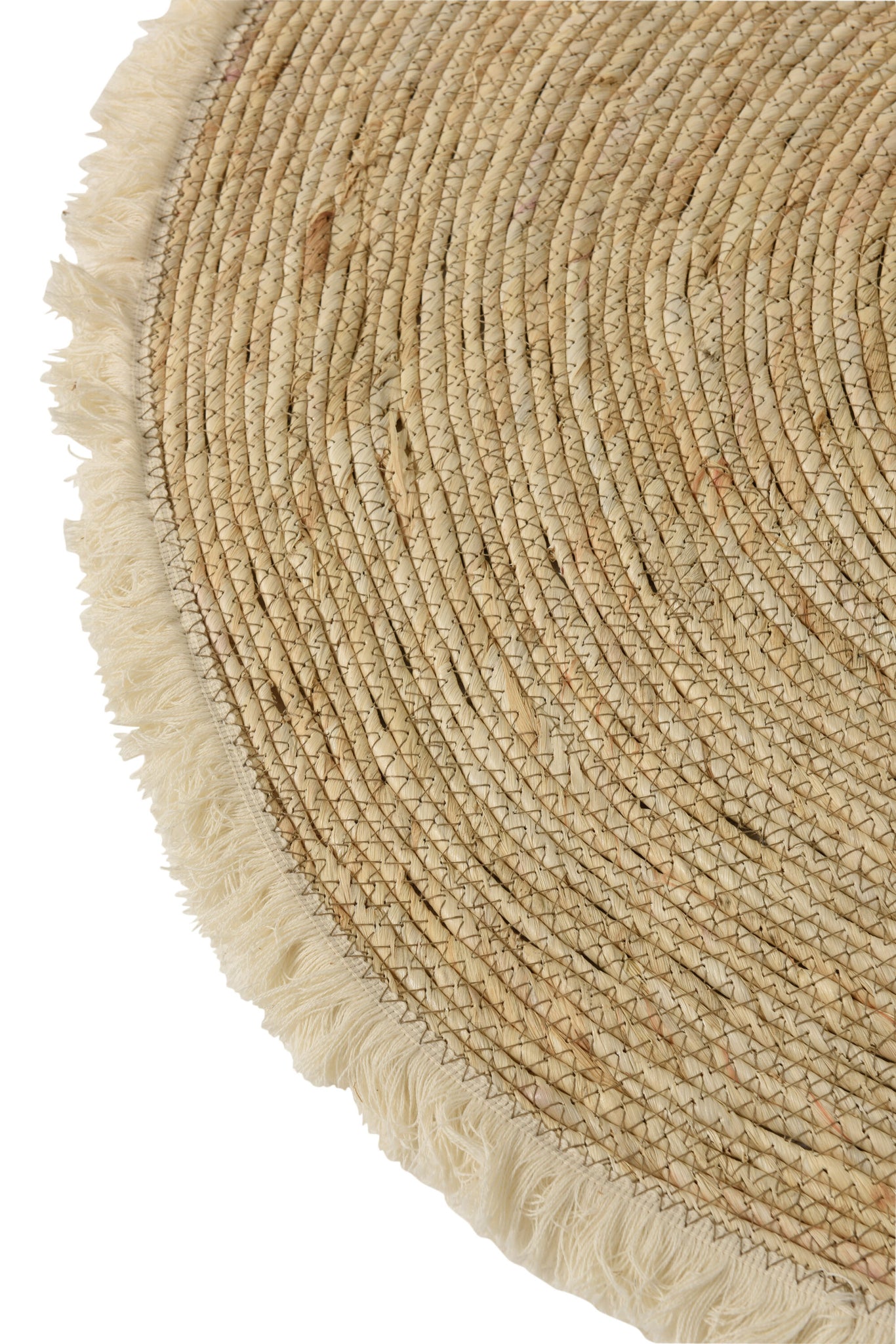 Mat Tassel Band Maize Peel/Cotton Beige White