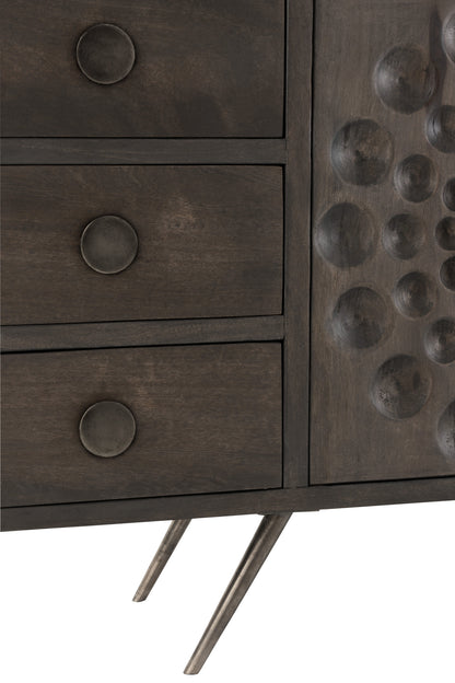 Closet Low Etnic 2Doors+6Drawers Mango Wood Brown
