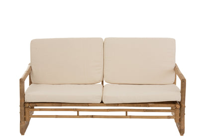 Sofa 2 People Bamboo+Textile Natural/White