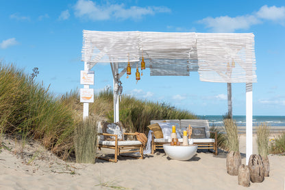 Sofa 2 People Bamboo+Textile Natural/White