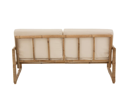 Sofa 2 People Bamboo+Textile Natural/White
