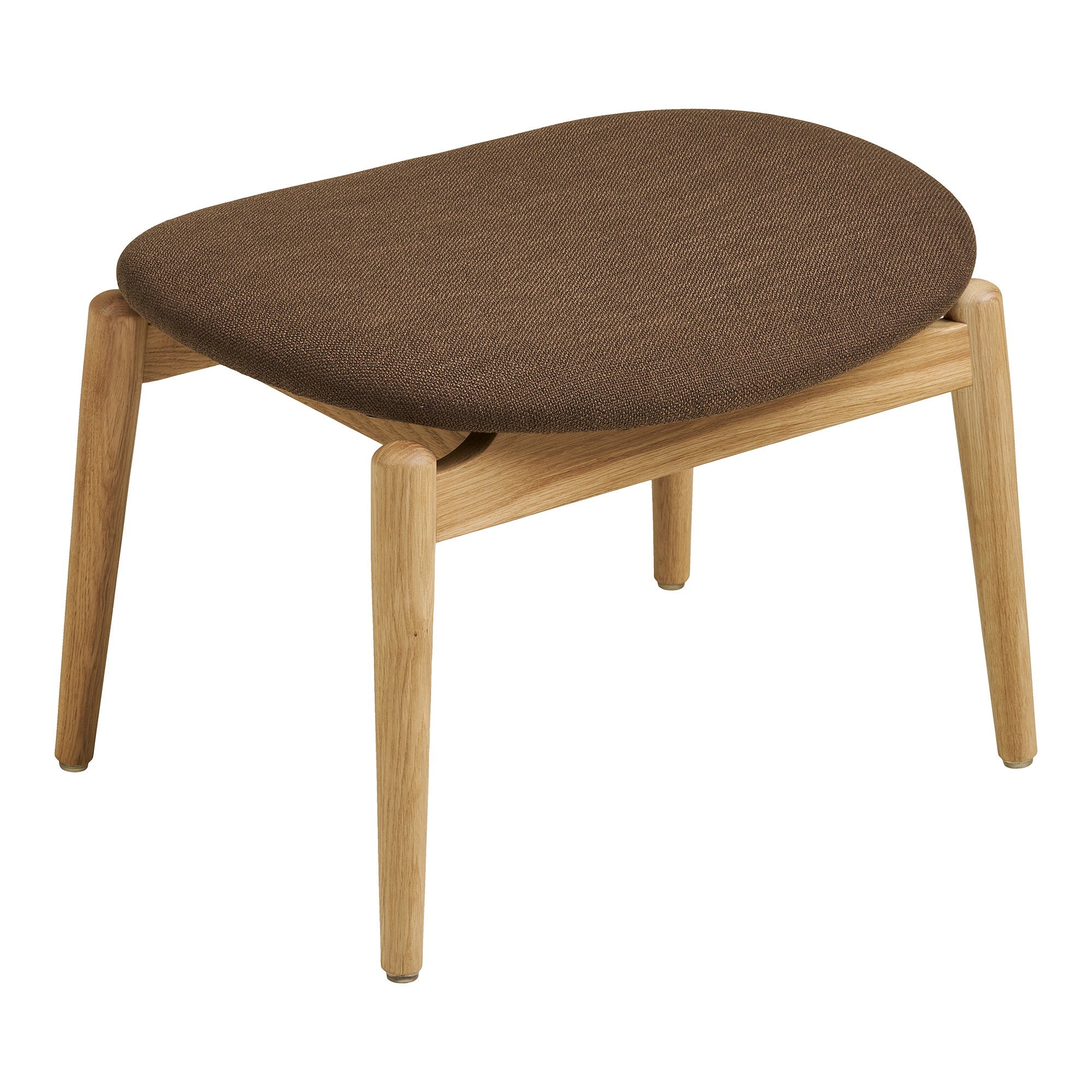 Voetensteun Olvera – polyester/eikenhout, naturel/bruin