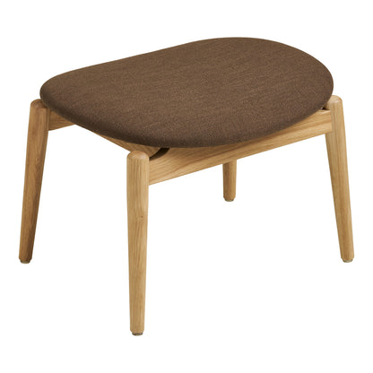 Voetensteun Olvera – polyester/eikenhout, naturel/bruin