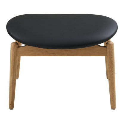 Voetenbank Olvera – eikenhout en PU, naturel met zwart, zithoogte 38 cm